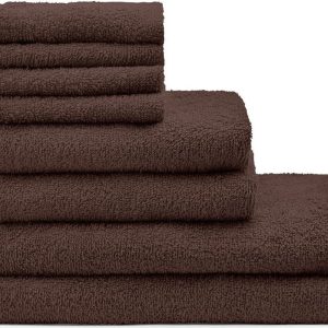 Hnědé rychleschnoucí/froté bavlněné ručníky a osušky v sadě 8 ks Quick Dry – Catherine Lansfield