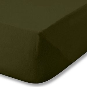 Khaki napínací flanelové prostěradlo 90x190 cm Brushed – Catherine Lansfield