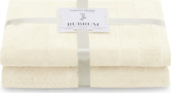 Krémové froté bavlněné ručníky a osušky v sadě 2 ks Rubrum – Restilo