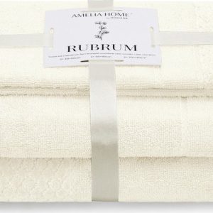 Krémové froté bavlněné ručníky a osušky v sadě 3 ks Rubrum – Restilo