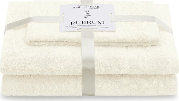 Krémové froté bavlněné ručníky a osušky v sadě 3 ks Rubrum – Restilo