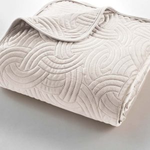 Krémový sametový set přehozu a povlaku na polštář 240x260 cm Solange – douceur d'intérieur