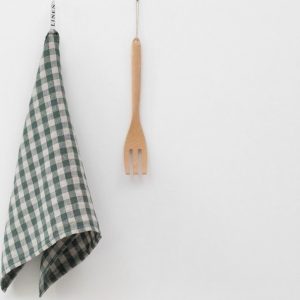 Lněná utěrka 45x65 cm Forest Green Gingham – Linen Tales