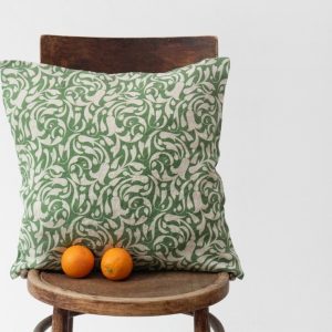 Lněný povlak na polštář 45x45 cm Evergreen Damask – Linen Tales