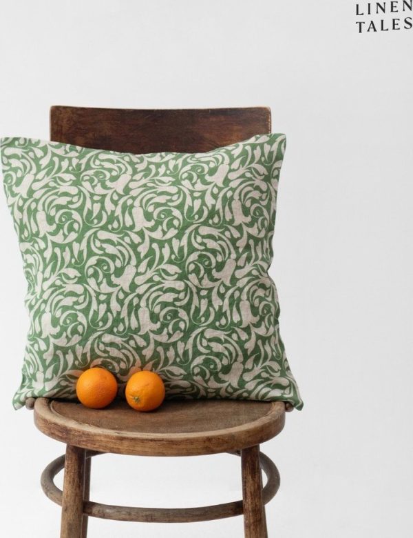 Lněný povlak na polštář 45x45 cm Evergreen Damask – Linen Tales