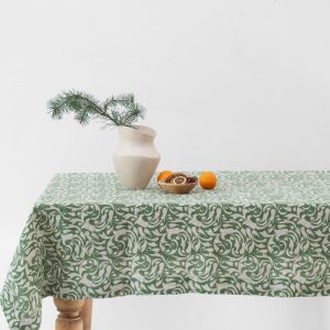 Lněný ubrus 140x300 cm Evergreen Damask – Linen Tales