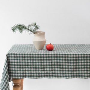 Lněný ubrus 140x200 cm Forest Green Gingham – Linen Tales