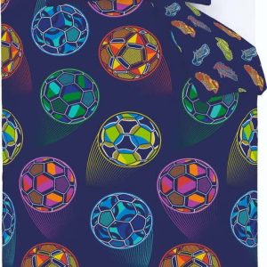 Modré dětské povlečení na dvoulůžko 200x200 cm Bright Football – Catherine Lansfield