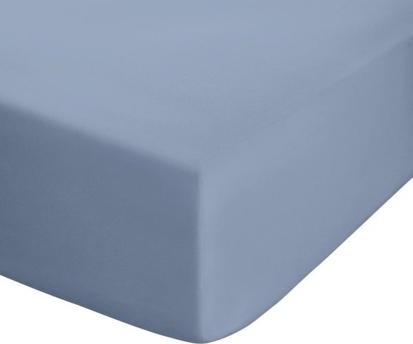 Modré napínací perkálové prostěradlo 135x190 cm Easy Iron Percale – Catherine Lansfield