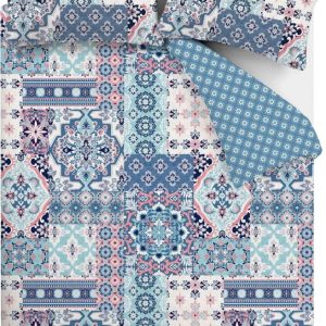 Modré povlečení na dvoulůžko/prodloužené 230x220 cm Boho Patchwork – Catherine Lansfield