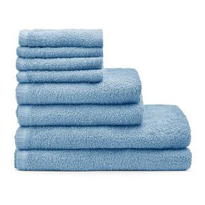 Modré rychleschnoucí/froté bavlněné ručníky a osušky v sadě 8 ks Quick Dry – Catherine Lansfield