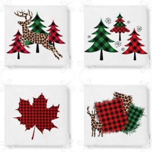 Podsedáky v sadě 4 ks s vánočním motivem 40x40 cm Tartan – Mila Home