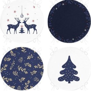 Podsedáky v sadě 4 ks s vánočním motivem ø 40 cm Blue Christmas – Mila Home