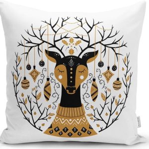 Povlak na polštář s vánočním motivem 43x43 cm Golden Illustration – Mila Home