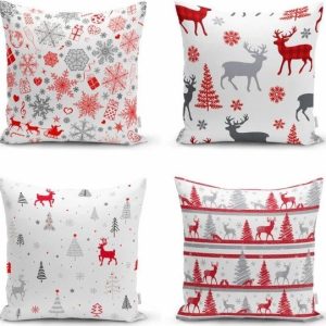 Povlaky na polštáře v sadě 4 ks s vánočním motivem 43x43 cm Snowflakes – Mila Home