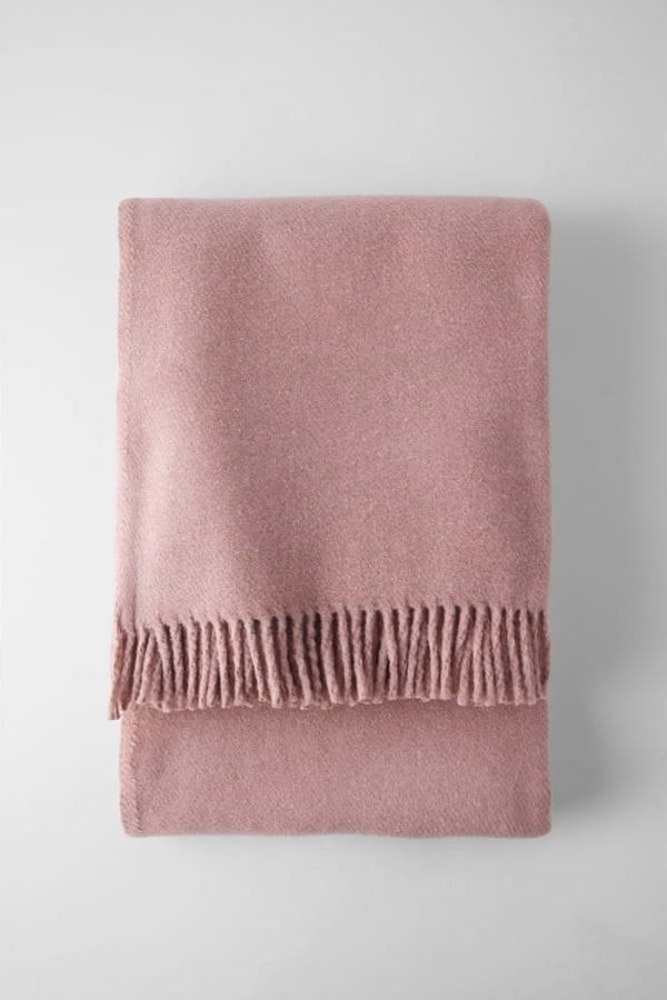 Růžová deka s příměsí bavlny 140x180 cm Basics Plain – Euromant