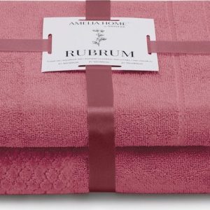 Růžové froté bavlněné ručníky a osušky v sadě 2 ks Rubrum – Restilo