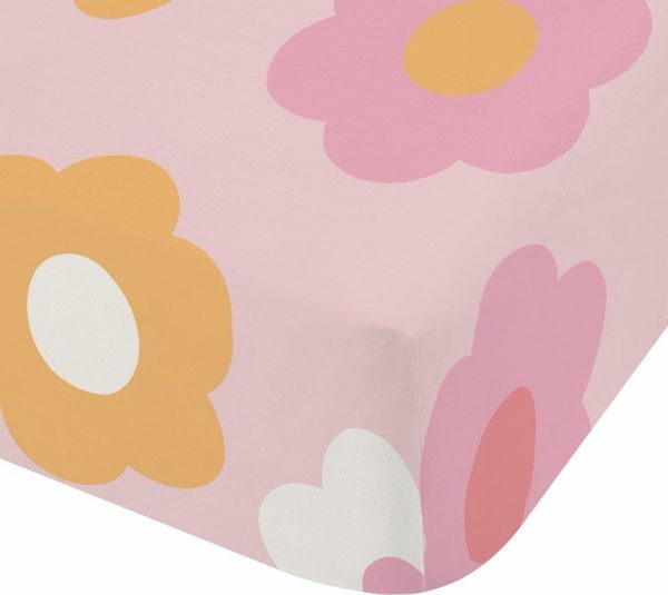 Růžové napínací dětské prostěradlo na dvoulůžko 135x190 cm Retro Daisy – Catherine Lansfield