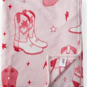 Růžový přehoz z mikroplyše 200x240 cm Cowgirl Boot – Sassy B