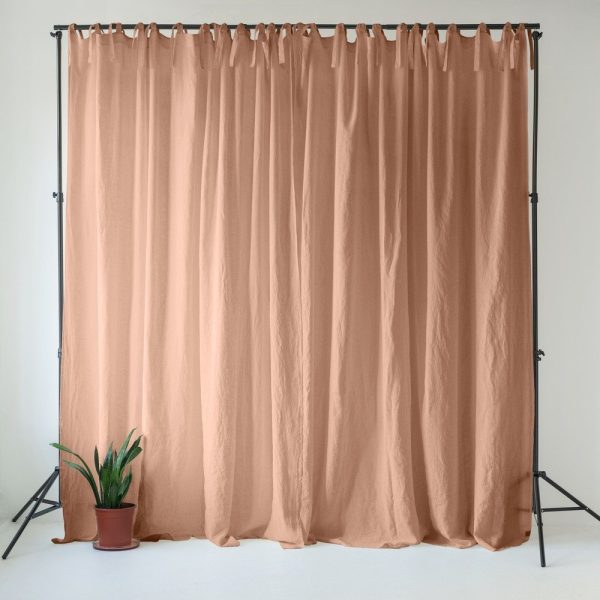Růžový/hnědý lněný závěs 140x200 cm Cafe Creme – Linen Tales