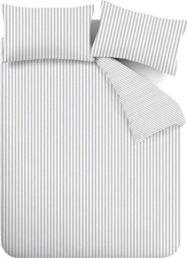 Šedé flanelové povlečení na dvoulůžko/prodloužené 230x220 cm Stripe – Catherine Lansfield