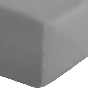 Šedé napínací perkálové prostěradlo 90x190 cm Easy Iron Percale – Catherine Lansfield