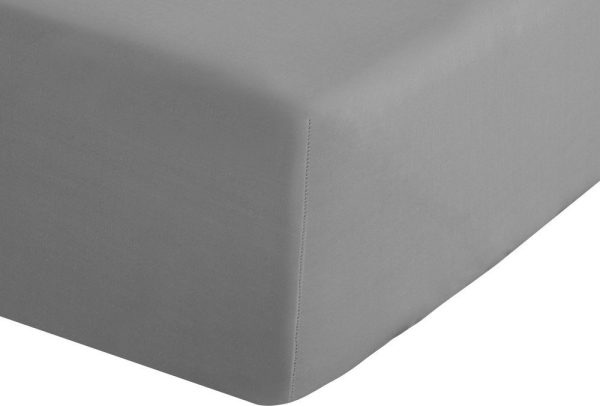 Šedé napínací perkálové prostěradlo 150x200 cm Easy Iron Percale – Catherine Lansfield