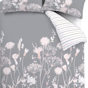 Šedé povlečení na dvoulůžko 200x200 cm Meadowsweet Floral – Catherine Lansfield