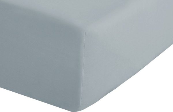 Šedomodré napínací perkálové prostěradlo 135x190 cm Easy Iron Percale – Catherine Lansfield