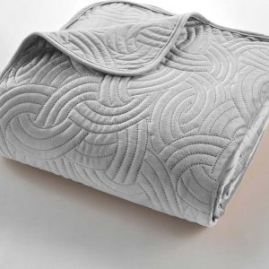 Šedý sametový set přehozu a povlaku na polštář 240x260 cm Solange – douceur d'intérieur
