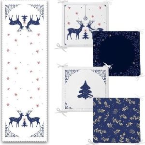Set podsedáků a běhounu 5 ks Blue Christmas – Mila Home