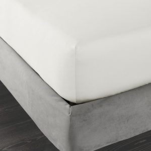 Slonovinové napínací prostěradlo z bavlněného saténu 150x200 cm Cotton Sateen – Bianca