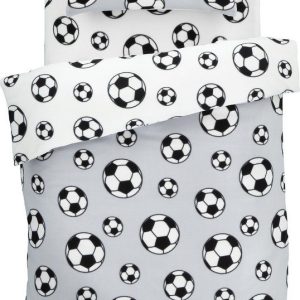 Světle šedé fleecové dětské povlečení na dvoulůžko 200x200 cm Football – Catherine Lansfield