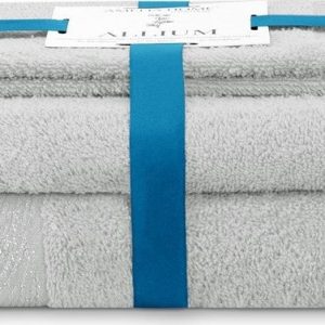 Světle šedé froté bavlněné ručníky a osušky v sadě 3 ks Allium – Restilo