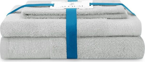 Světle šedé froté bavlněné ručníky a osušky v sadě 3 ks Allium – Restilo