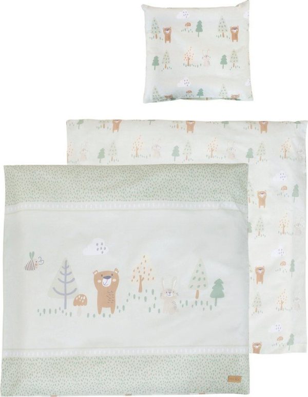 Světle zelené bavlněné dětské povlečení do postýlky 80x80 cm Woodland Buddies – Roba