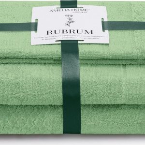 Světle zelené froté bavlněné ručníky a osušky v sadě 3 ks Rubrum – Restilo