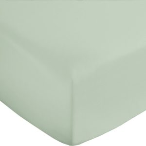 Světle zelené napínací prostěradlo z bavlněného saténu 90x190 cm Cotton Sateen – Bianca
