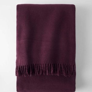 Tmavě fialová deka s příměsí bavlny 140x180 cm Basics Plain – Euromant