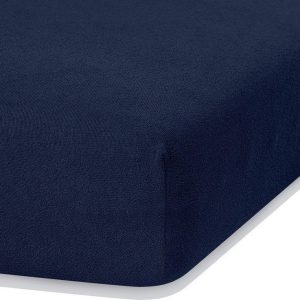 Tmavě modré napínací froté prostěradlo 140x200 cm Ruby – Restilo
