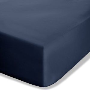 Tmavě modré napínací perkálové prostěradlo 90x190 cm Easy Iron Percale – Catherine Lansfield