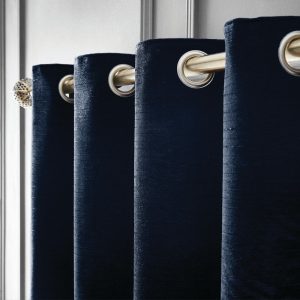 Tmavě modré termo závěsy v sadě 2 ks z žinylky 117x183 cm Selene Luxury Chenille – Hyperion
