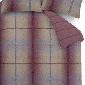 Tmavě růžové flanelové povlečení na dvoulůžko/prodloužené 230x220 cm Melrose Tweed Check – Catherine Lansfield
