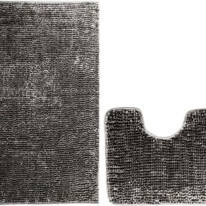 Tmavě šedé WC koupelnové předložky v sadě 2 ks 80x50 cm Bati – Restilo