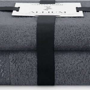 Tmavě šedé froté bavlněné ručníky a osušky v sadě 2 ks Allium – Restilo