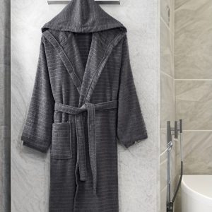 Tmavě šedý bavlněný župan velikost S/M – Mila Home