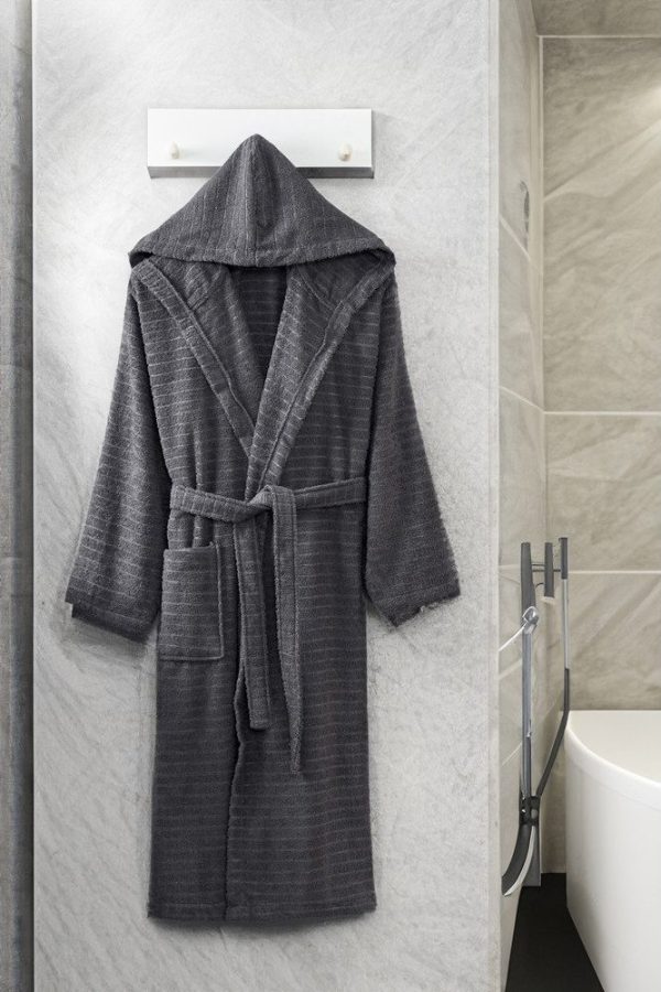 Tmavě šedý bavlněný župan velikost S/M – Mila Home