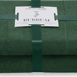 Tmavě zelené froté bavlněné ručníky a osušky v sadě 2 ks Rubrum – Restilo