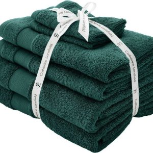 Tmavě zelené froté bavlněné ručníky a osušky v sadě 6 ks Anti-Bacterial – Catherine Lansfield