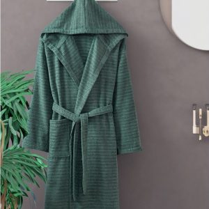 Tmavě zelený bavlněný župan velikost S/M – Mila Home